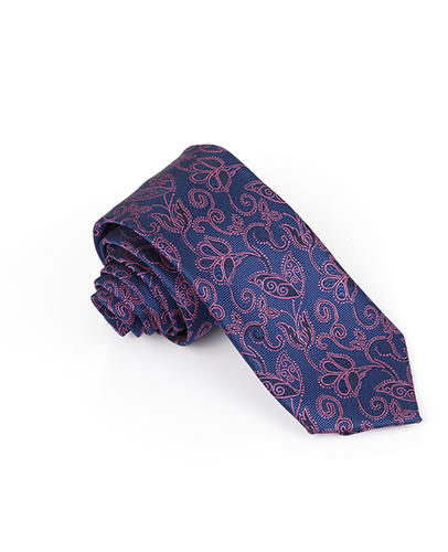 FN-014 Corbata de seda tejida hecha a mano con diseño de cachemira de color púrpura
