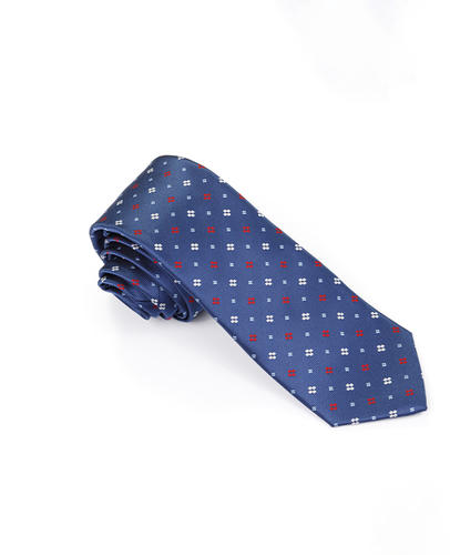 FN-023 Corbata de seda 100% hecha a mano de seda para hombre con diseño de puntos de color azul Corbata de seda tejida 100%