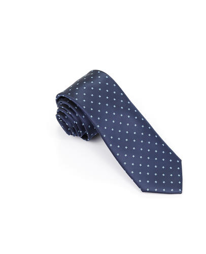 FN-029 Corbata de seda 100% hecha a mano de seda para hombre con diseño punteado de color azul Corbata de seda tejida 100%