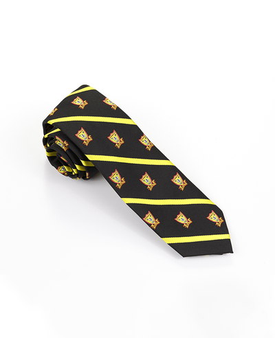 FN-004 Fondo negro línea dorada color león diseño club logo Corbata de seda hecha a mano