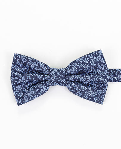 FN-053 Conjunto de pajarita, pañuelo y corbata de microfibra en color azul marino con diseño paisley