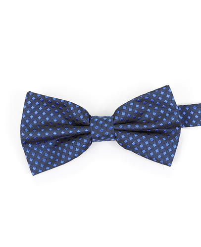 FN-073 Conjunto de pajarita, pañuelo y corbata de microfibra en color azul marino con diseño paisley