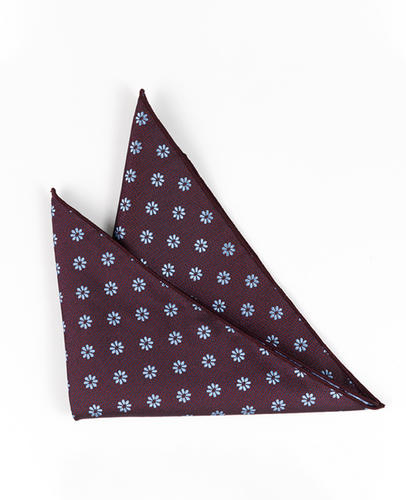 FN-090 Tela de seda tejida con diseño de flores pequeñas de color púrpura de moda personalizada Pañuelo de bolsillo